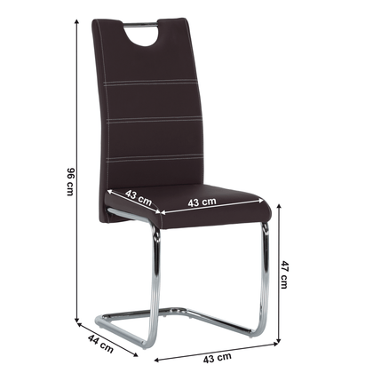 Scaune dining sanie metalica piele ecologica maro, Abirea