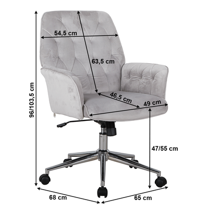 Scaun de birou din microfibră Hana cu design modern țesătură moale, gri - CentrumScaune.ro